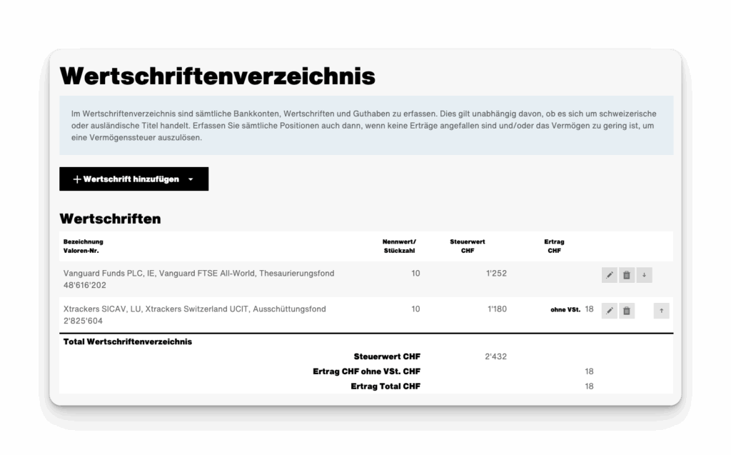 etf accumulating declare tax return zurich step by step