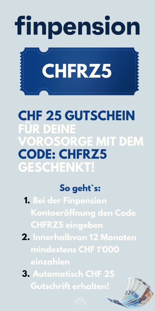 Finpension Gutscheincode mit Startguthaben Finpension Code Voucher Finpension Referral Code Aktionscode