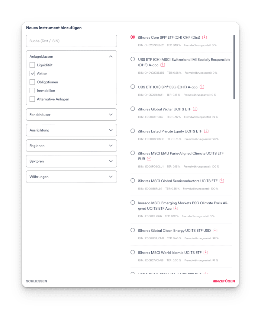 Finpension Invest Build your own investment strategies