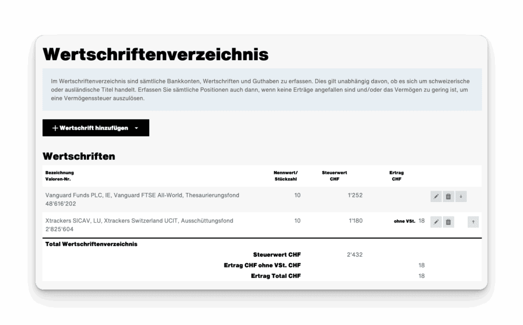 etf accumulating declare tax return zurich step by step