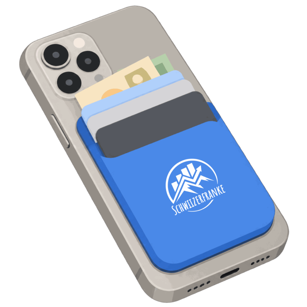 Illustration: Neon Karte im Mini-Wallet am Smartphone